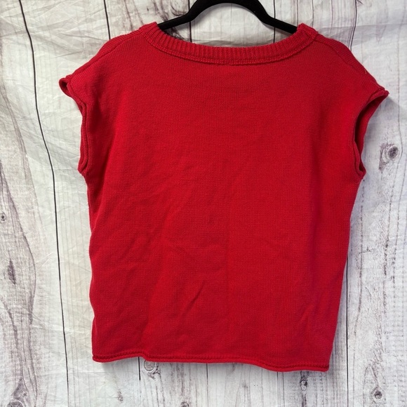Vintage American Flag Red Knit Sleeveless Sweater Top XL - Picture 2 of 7